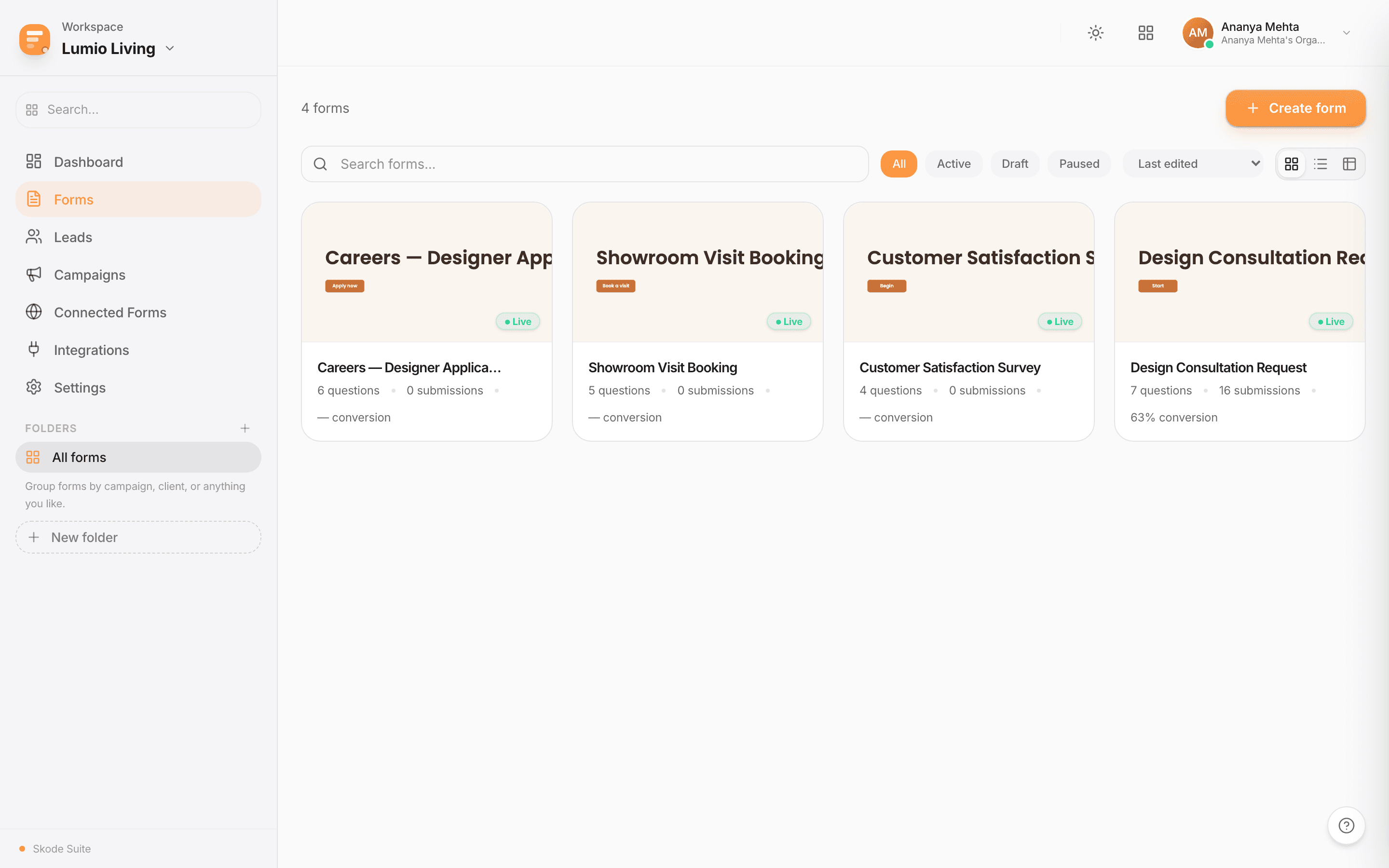 Skode Forms Forms — light mode